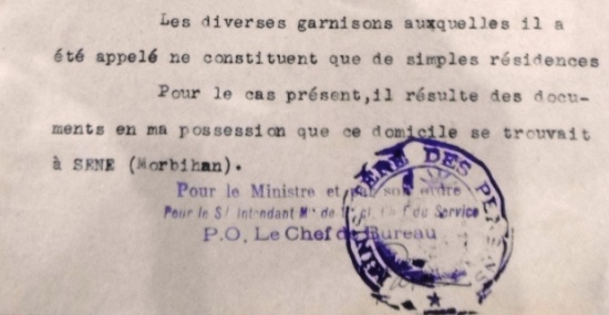 1922 Ministre adresse