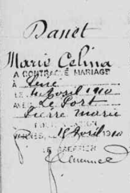 LE PORT Pierre Marie mariage