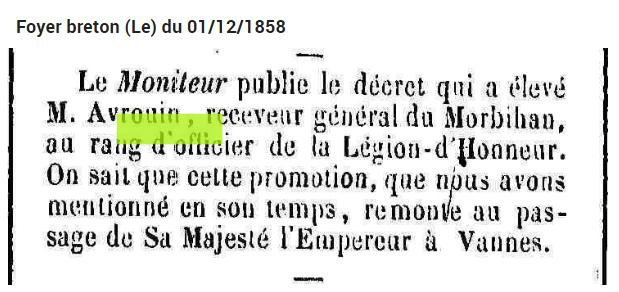 1858 Avrouin Légion dHonneur