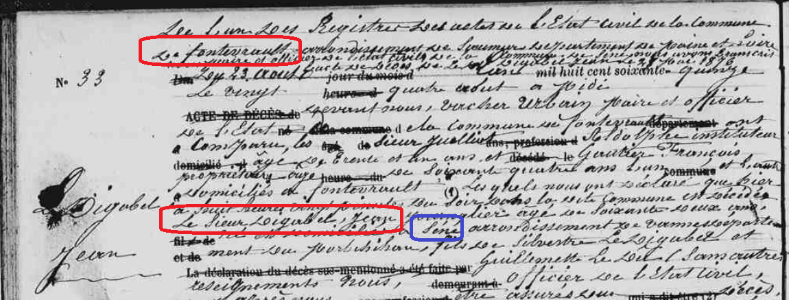 1876 LE DIGABEL séné mort