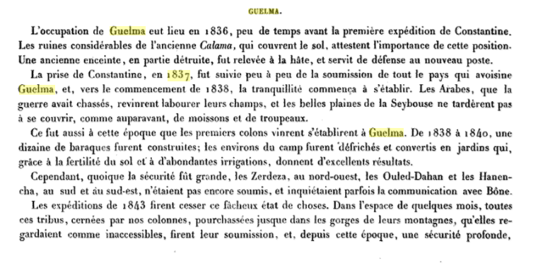 1837 GUELMA prise par les Français