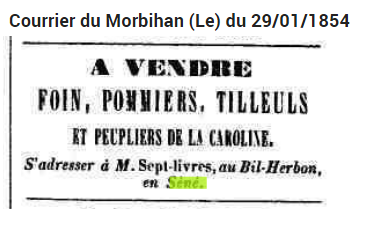 1854 sene bilherbon Sept livres