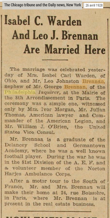 1928 brennan mariage