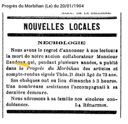 1904 Baudoux THEO nécrologie