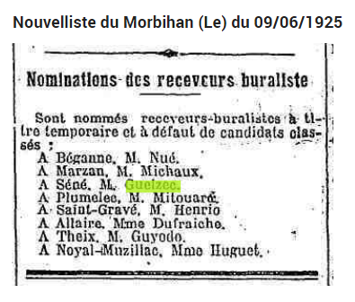 1925 receveur Guelzec