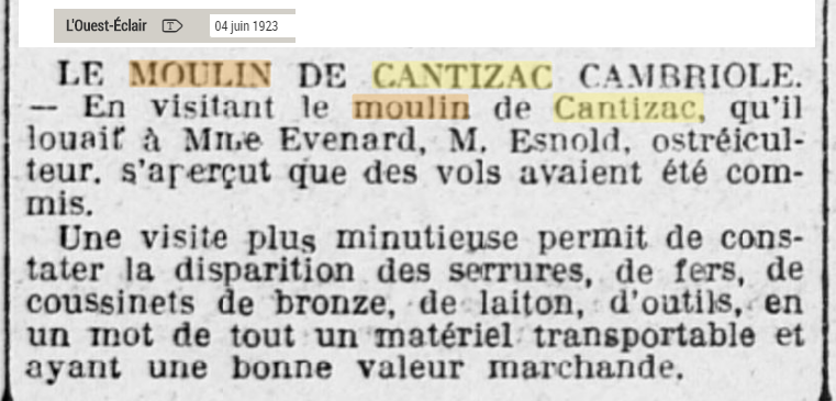 1923 Cantizac vol Evenard Esnold