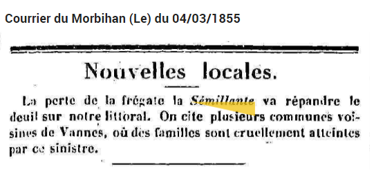 1855 mars Sémillante presse