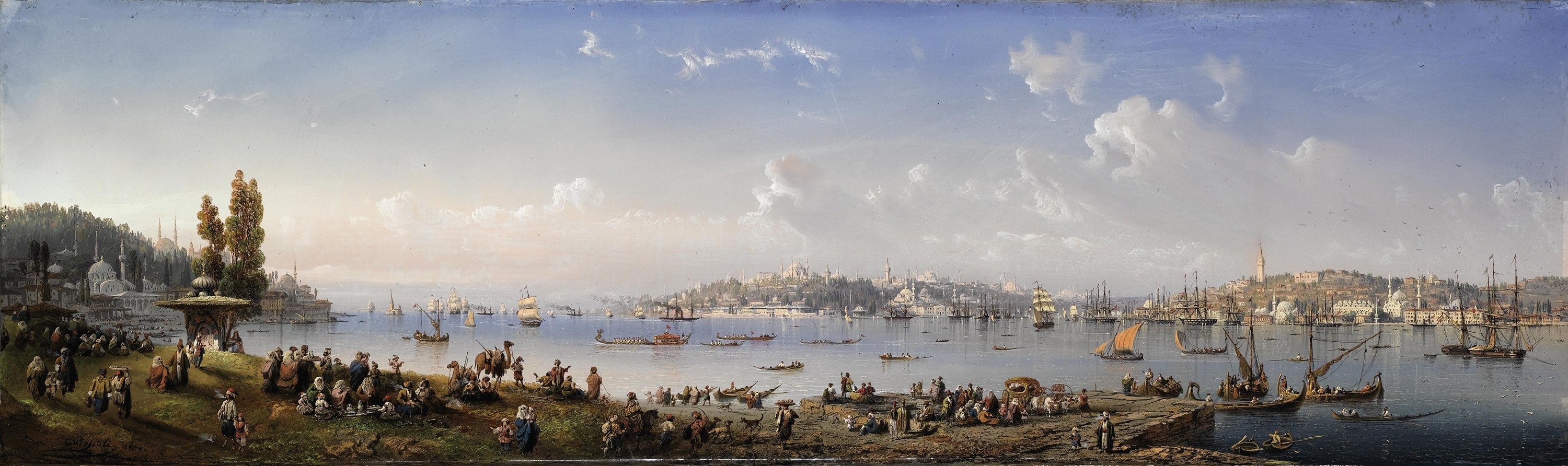 Carlo Bossoli A panorama of Constantinople from Uskudar 1854 1
