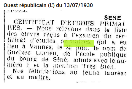 1930 07 sene certificat etude guelzec