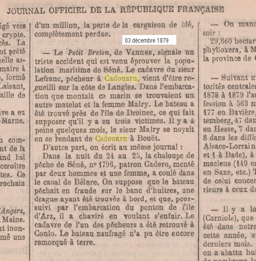 1879 Cadero fraude Malry noyés