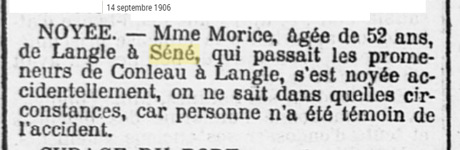 1906 Morrice passeur noyée