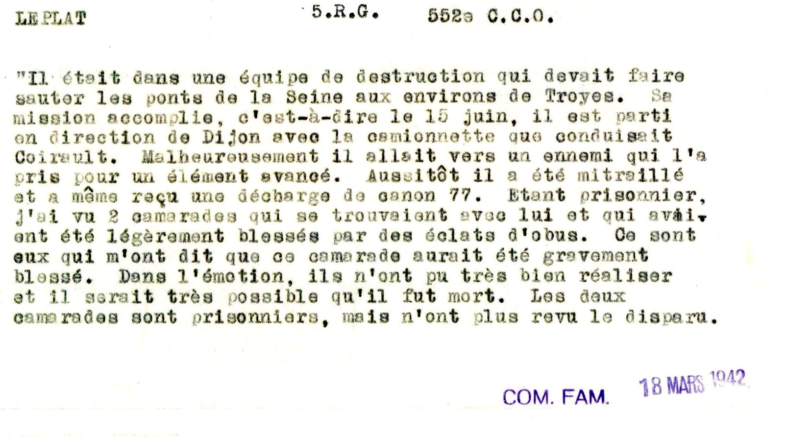 1941 Le Plat circonstance