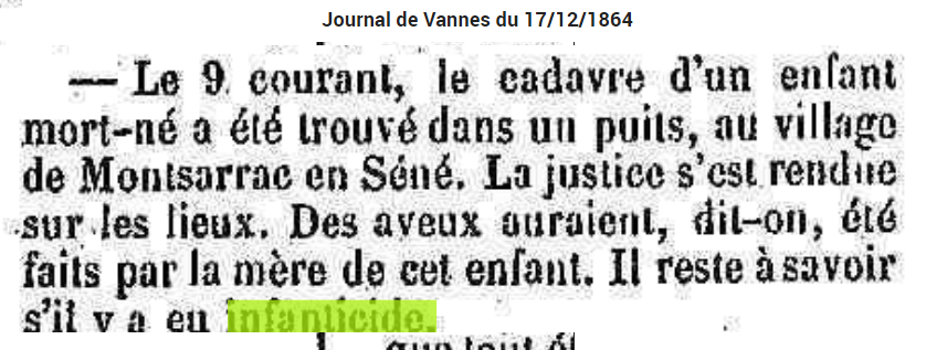 1864 décembre infanticide