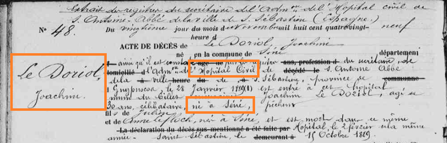 1889 VENDEE LE DORIOL décès