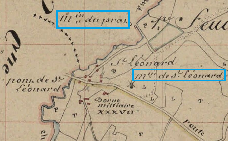 1844 moulin du Prat et St Léonard