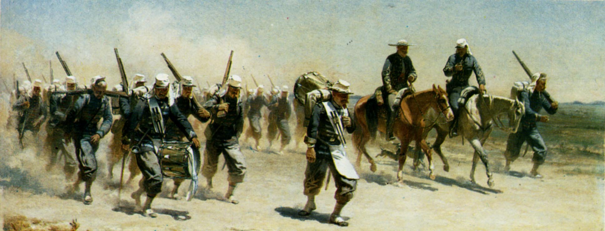 1862 1867 volontaires en marche au mexique peinture de charles lahalle
