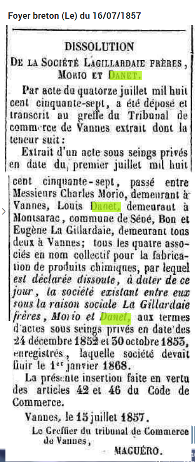 1857 gillaradaie usine dissolution