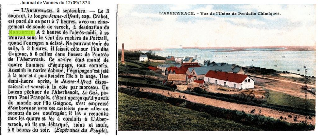 1874 Montsarrac naufrage Aberwrach usine