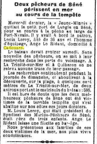 1935 12 15 Séné naufrage pecheurs