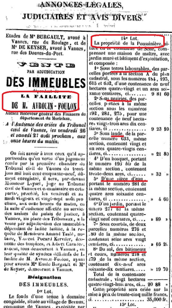 1859 Poussinierre vente