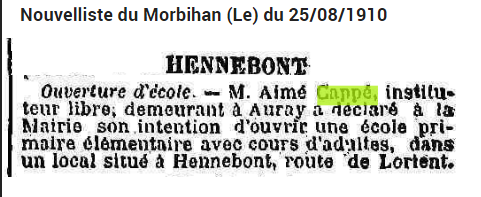 1910 CAPPE hennebont ecole