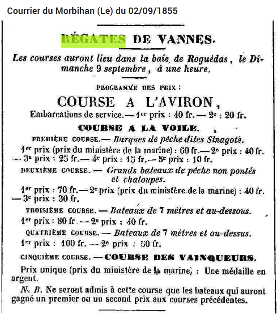 1855 Vannes Regates Roguedas