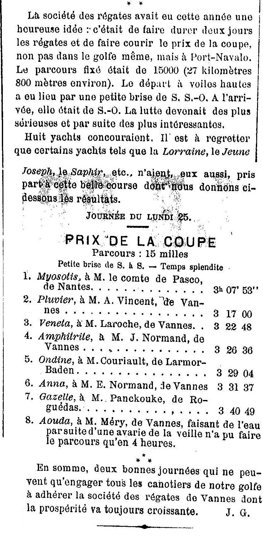 1888 06 juin Port Navalo prix de la coupe