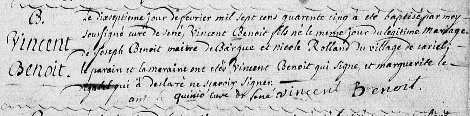 1745 benoit vINCENT EXTRAIT