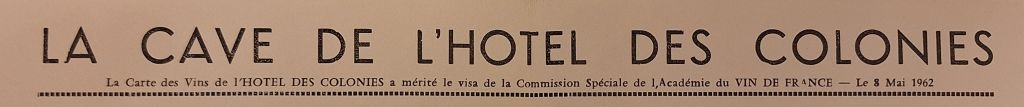 1962 Colonie cave vins
