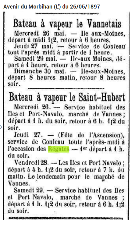 1897 05 vapeur regates Vannetais St Hubert