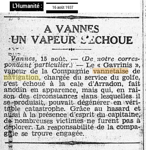 1937 08 Gavrinis echouage