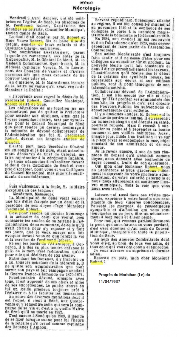 ROBERT, maire de Séné 1919-1928